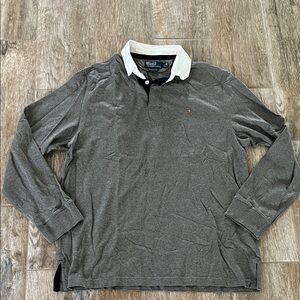 Vintage Polo Ralph Lauren Long Sleeve Polo Shirt Gray Mens L - NEW